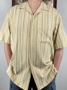 Vintage Club International Polo Shirt Top Men's Large Multicolor Stripes